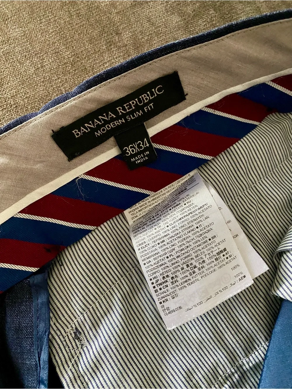 BANANA REPUBLIC  Men’s Linen Dress Pants 36x34  Blue Slim Fit.